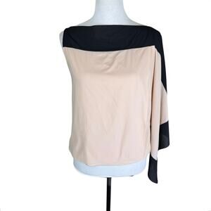 Robert Rodriguez Neutral Black Colorblock Wide Drape Sleeve Blouse